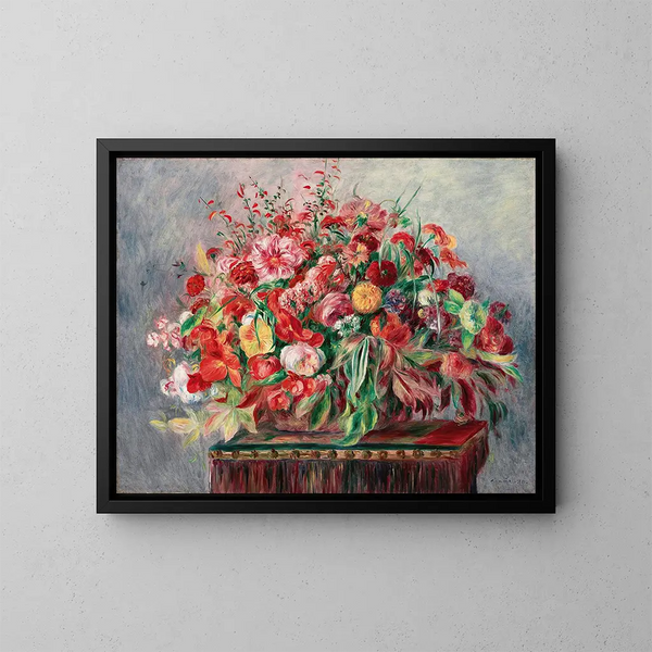 blomsterkurv - Pierre-Auguste Renoir — indrammet kunstværk på væggen