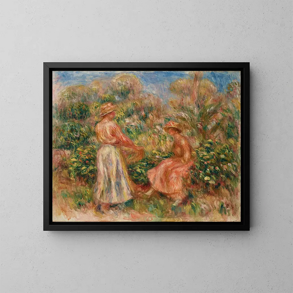 To kvinder i haven i Cagnes - Pierre-Auguste Renoir — indrammet kunstværk på væggen