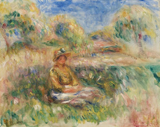 Kvinde siddende i et landskab - Pierre-Auguste Renoir — visning af kunstværket
