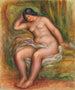 Kvinde sidderende nøgen kunsttryk - Pierre-Auguste Renoir — visning af kunstværket