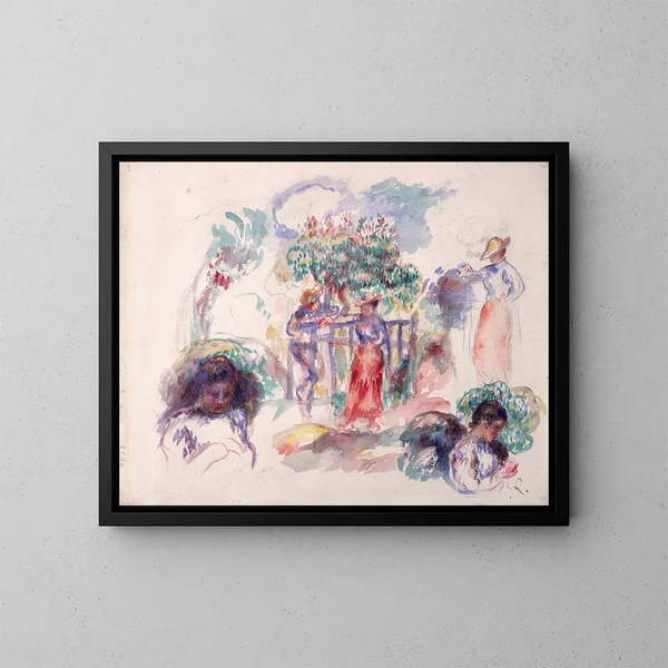 Figurer under et træ - Pierre-Auguste Renoir — indrammet kunstværk på væggen