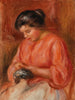 Girl Darning Femme reprisant - Pierre-Auguste Renoir — visning af kunstværket