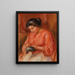 Girl Darning Femme reprisant - Pierre-Auguste Renoir — indrammet kunstværk på væggen