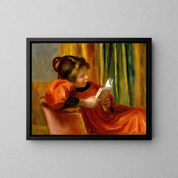 Pige der læser - Pierre-Auguste Renoir — indrammet kunstværk på væggen