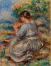 Girl Seated in a Landscape Jeune fille assise dans un jardin - Pierre-Auguste Renoir — visning af kunstværket