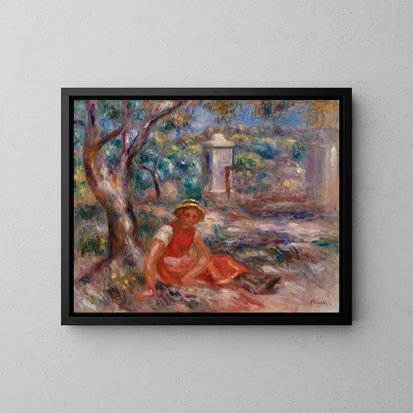 Fille ved foden af et træ - Pierre-Auguste Renoir — indrammet kunstværk på væggen