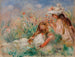 Filles i græsset, der arrangerer en buket - Pierre-Auguste Renoir — visning af kunstværket