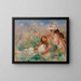 Filles i græsset, der arrangerer en buket - Pierre-Auguste Renoir — indrammet kunstværk på væggen
