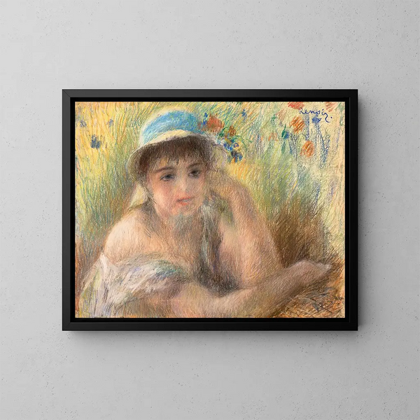 den unge pige med perle - Pierre-Auguste Renoir — indrammet kunstværk på væggen