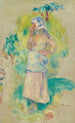 Unge bondepige der spiser et æble Gabrielle Dufour - Pierre-Auguste Renoir — visning af kunstværket
