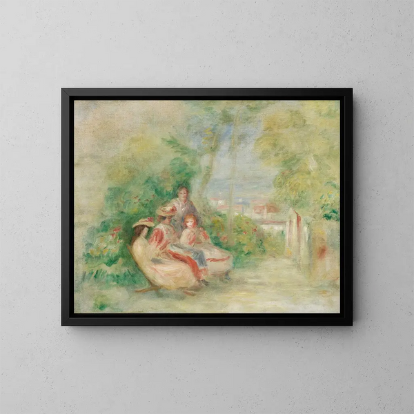 Unge kvinder i en have - Pierre-Auguste Renoir — indrammet kunstværk på væggen