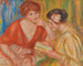 La Lecture. To kvinder med røde og lyserøde bluser - Pierre-Auguste Renoir — visning af kunstværket