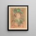 Dame med grøn hat - Pierre-Auguste Renoir — indrammet kunstværk på væggen