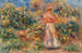 Landskab med kvinde i rosa og hvid - Pierre-Auguste Renoir — visning af kunstværket
