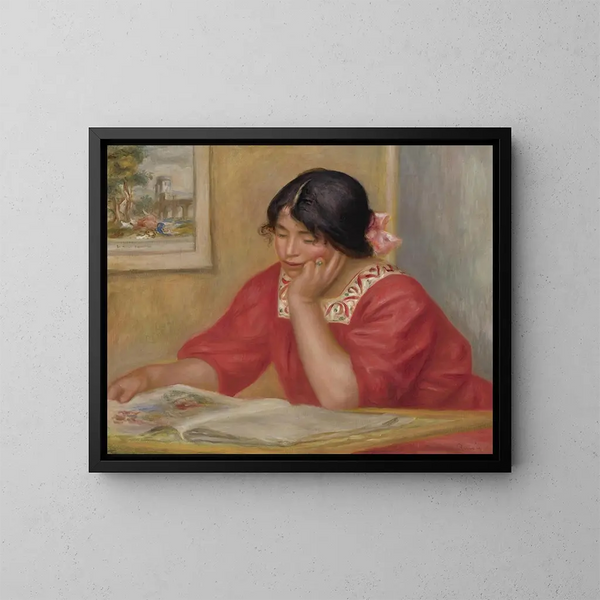 Lontine læsende - Pierre-Auguste Renoir — indrammet kunstværk på væggen
