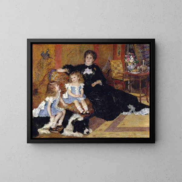 Madame Georges Charpentier, Marguerite-Louise Lemonnier og hendes børn Georgette-Berthe og Paul-Émile-Charles - Pierre-Auguste Renoir — indrammet kunstværk på væggen