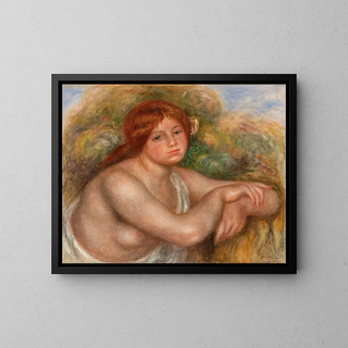 Studie af en nøgenhed, kvindebuste - Pierre-Auguste Renoir — indrammet kunstværk på væggen
