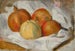 Pommes, kvæde og granatæble på et stykke stof - Pierre-Auguste Renoir — visning af kunstværket