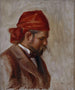 Portrait af Ambroise Vollard med rød tørklæde - Pierre-Auguste Renoir — visning af kunstværket