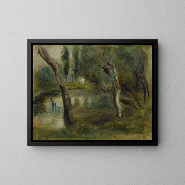 Sæl ved en dam - Pierre-Auguste Renoir — indrammet kunstværk på væggen