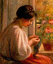Couturière ved vinduet - Pierre-Auguste Renoir — visning af kunstværket
