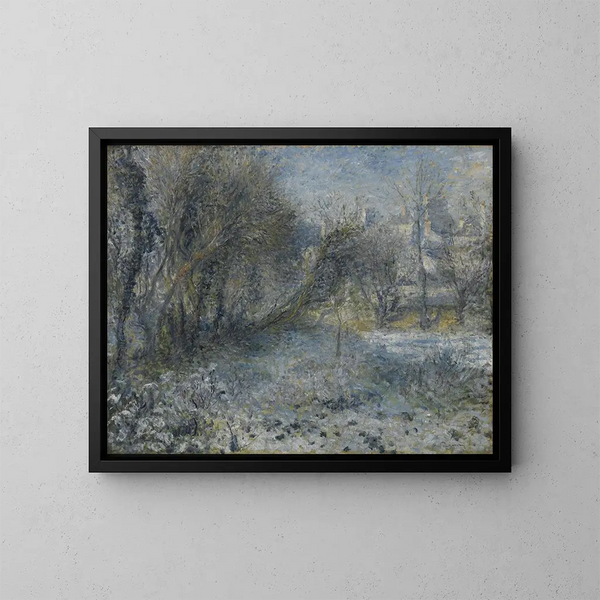 Landskab med sne - Pierre-Auguste Renoir — indrammet kunstværk på væggen
