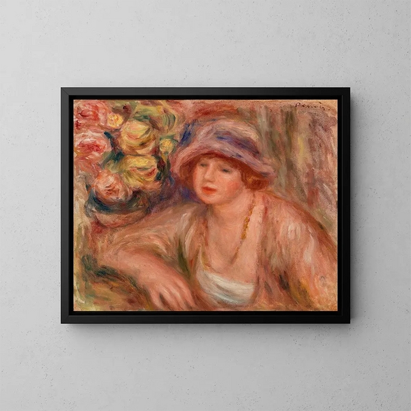 Kvinde med albuen hvilende - Pierre-Auguste Renoir — indrammet kunstværk på væggen