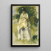 Kvinde stående ved et træ - Pierre-Auguste Renoir — indrammet kunstværk på væggen