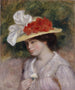 Kvinde med blomsterhue - Pierre-Auguste Renoir — visning af kunstværket