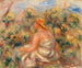 Kvinde med hat i et landskab - Pierre-Auguste Renoir — visning af kunstværket