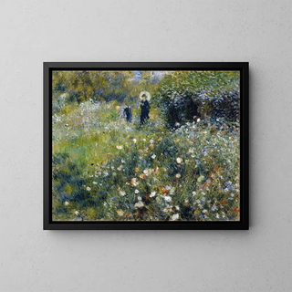 Kvinde med paraply i en have - Pierre-Auguste Renoir — indrammet kunstværk på væggen