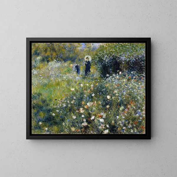 Kvinde med paraply i en have - Pierre-Auguste Renoir — indrammet kunstværk på væggen
