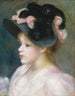 den unge pige med rosa og sorte hat - Pierre-Auguste Renoir — visning af kunstværket