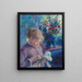 Unge kvinde, der syr - Pierre-Auguste Renoir — indrammet kunstværk på væggen