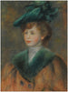 ung kvinde med grøn hat - Pierre-Auguste Renoir — visning af kunstværket