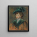 ung kvinde med grøn hat - Pierre-Auguste Renoir — indrammet kunstværk på væggen