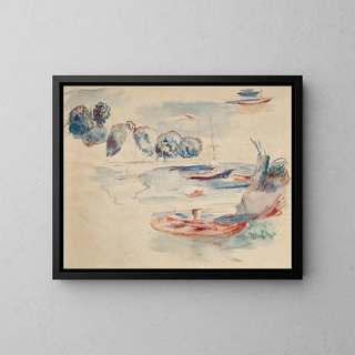 Bådstudier - Pierre-Auguste Renoir — indrammet kunstværk på væggen