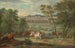 Vue du Château Neuf de Saint-Germain-en-Laye avec le départ pour la chasse - Pierre-Denis Martin — visning af kunstværket