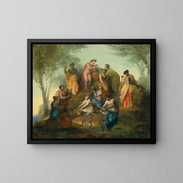 Apollo og de ni Museer på Mount Parnassus - Pierre-Paul Prud'hon — indrammet kunstværk på væggen