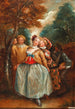 En scene fra Commedia dell'Arte med Colombine, Arlequin og Pierrot - Pierre Antoine Quillard — visning af kunstværket