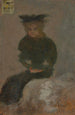 Kvinde sidder med sort hat - Pierre Bonnard — visning af kunstværket