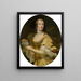 Portræt af en dame i allegorisk dragt, der holder en tallerken med perler - Pierre Mignard — indrammet kunstværk på væggen