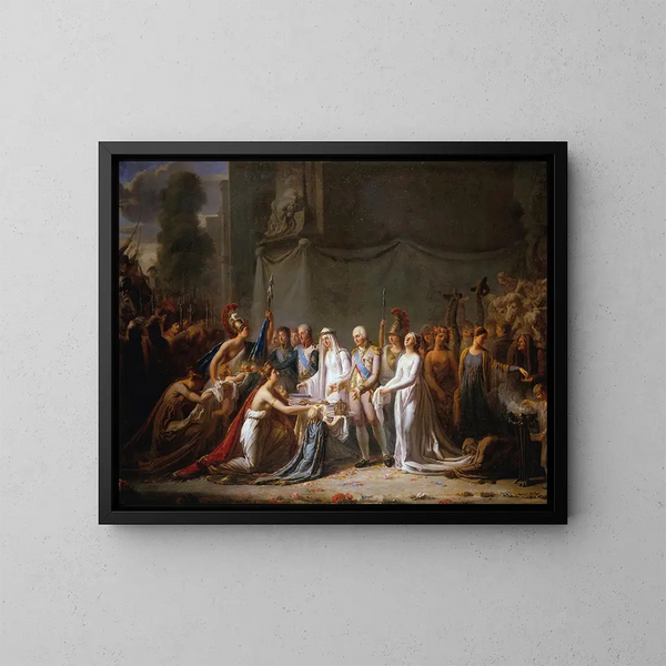 Allegori af Louis XVIII's indmarch i Paris den 3. maj 1814 - Pierre Nicolas Legrand — indrammet kunstværk på væggen