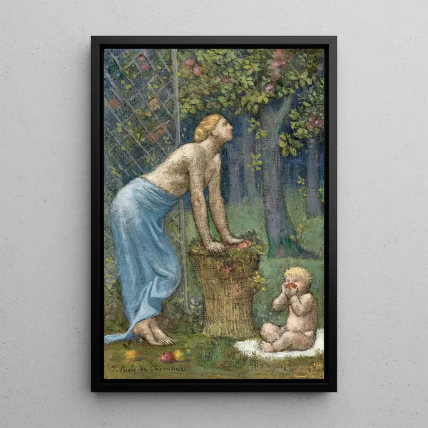 Æblehøst - Pierre Puvis de Chavannes — indrammet kunstværk på væggen