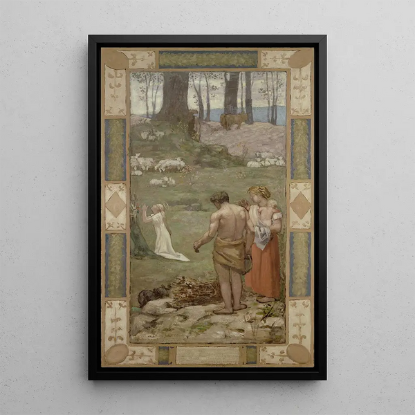 Sainte Geneviève barn i bøn - Pierre Puvis de Chavannes — indrammet kunstværk på væggen