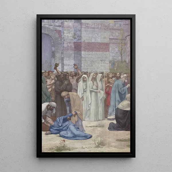 Sainte Geneviève, der forsynede Paris under belejringen - Pierre Puvis de Chavannes — indrammet kunstværk på væggen
