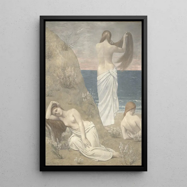 unge piger ved havet - Pierre Puvis de Chavannes — indrammet kunstværk på væggen