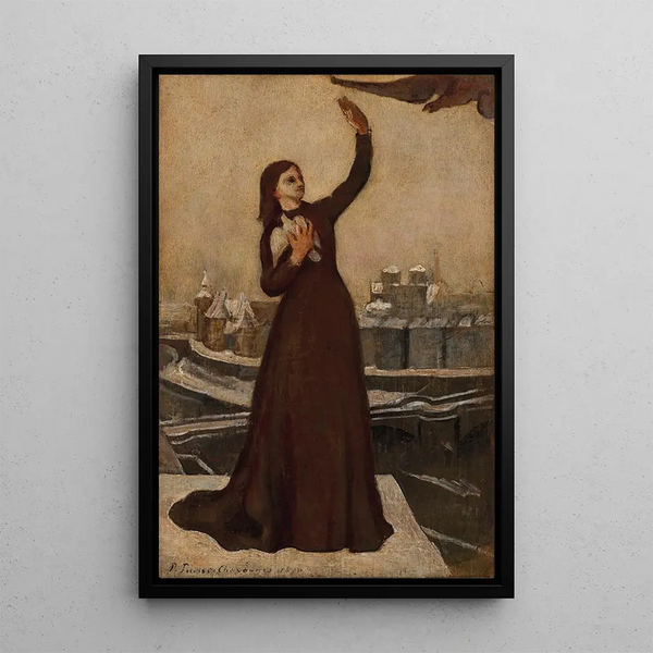 Studie for Den Rejsende Due - Pierre Puvis de Chavannes — indrammet kunstværk på væggen