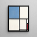 Komposition med blåt og rødt - Piet Mondrian — indrammet kunstværk på væggen
