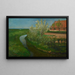 det buede vandingskanal, der omgiver gården med blomstrende træer - Piet Mondrian — indrammet kunstværk på væggen